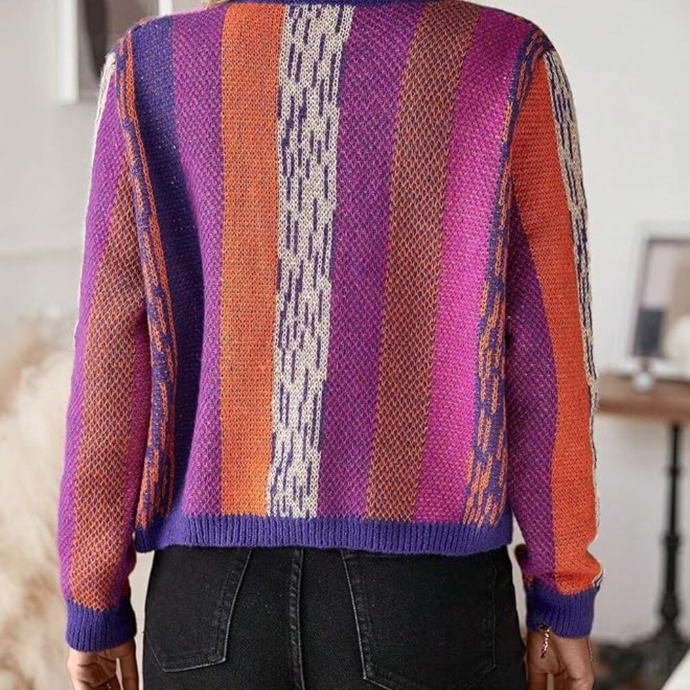 Multicolor Casual Women's Color Block Button Fron… - image 3